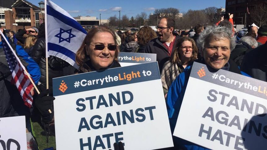Anti-hate protesters at a rally in Philadelphia. March 2017