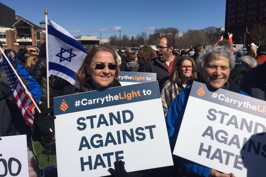 Anti-hate protesters at a rally in Philadelphia. March 2017