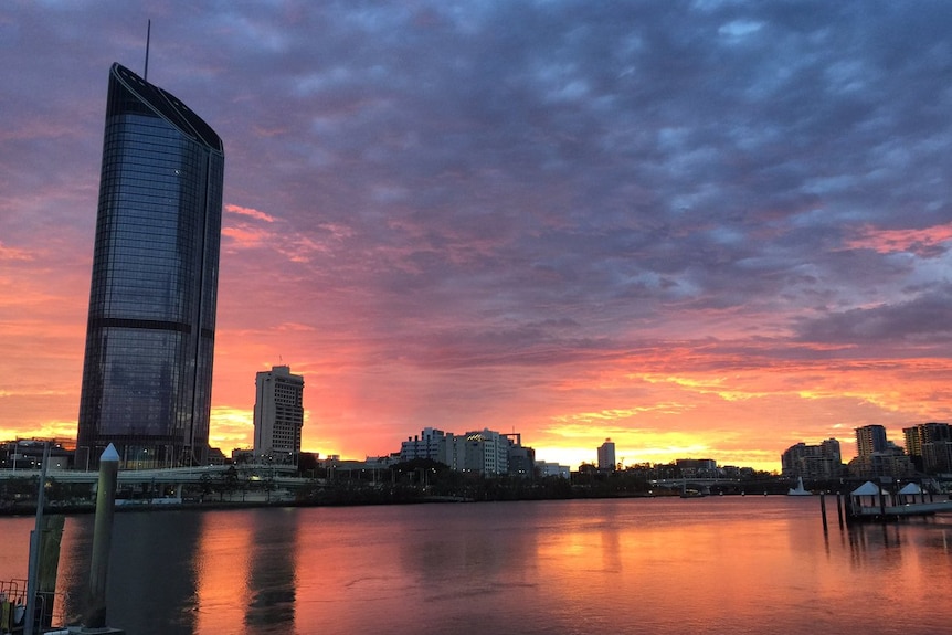 Red sky in the morning over Brisbane