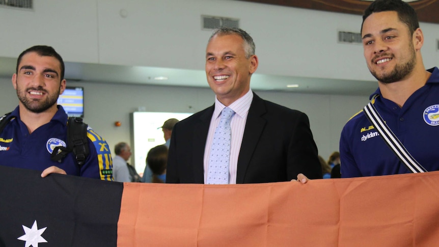 Parramatta Eels touch down in Darwin ahead of their NRL Round 22 match against the Canberra Raiders