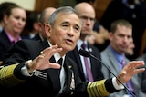 Admiral Harry Harris testifies before a House Armed Services Committee hearing.