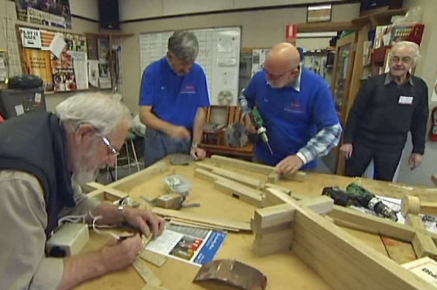 Wynyard Men's Shed members making crosses to mark unmarked baby graves