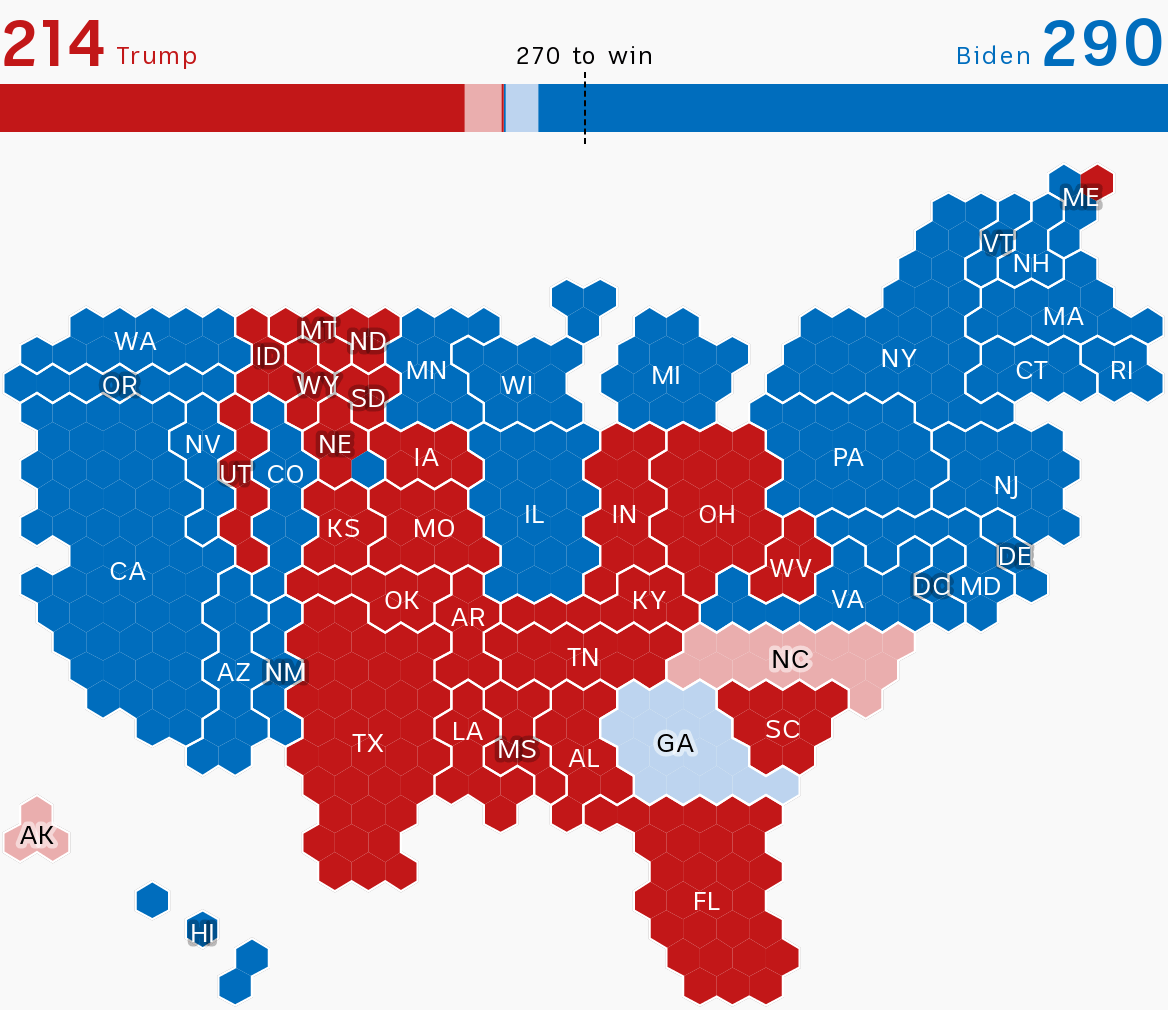 Graphic showing an allocation of electoral college votes