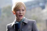 Going green: Cate Blanchett talks at the Sydney Theatre Company, which is installing 1,900 solar panels.
