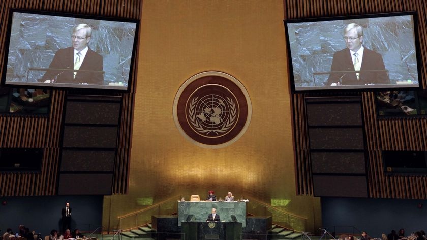 Prime Minister Kevin Rudd addresses the 64th United Nations General Assembly