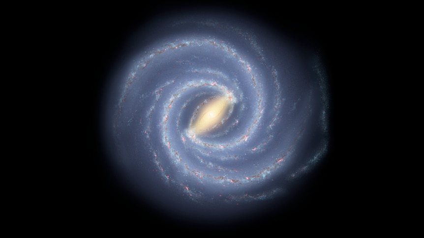 Artist's impression of the Milky Way galaxy showing arms and a pinwheel-like appearance.