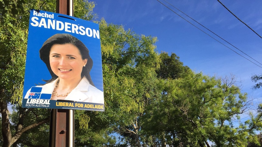 An election poster for Liberal candidate Rachel Sanderson