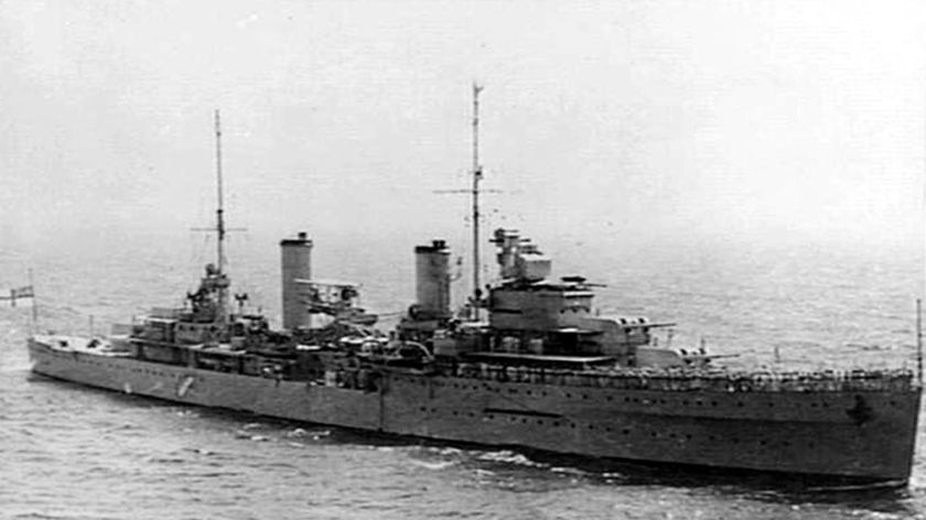HMAS Sydney photographed from the air