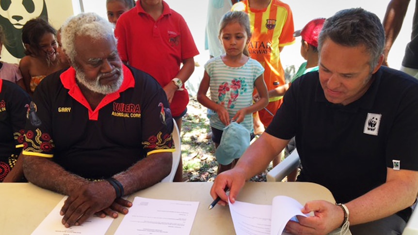 WWF-Australia sign partnership with Yuibera Aboriginal Corporation at Shoal Point in Mackay.