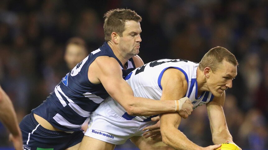 Petrie attempts to beat the Cats defence