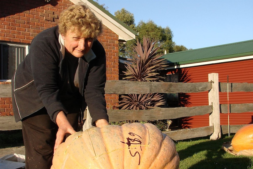 Helen Scott and pumpkin