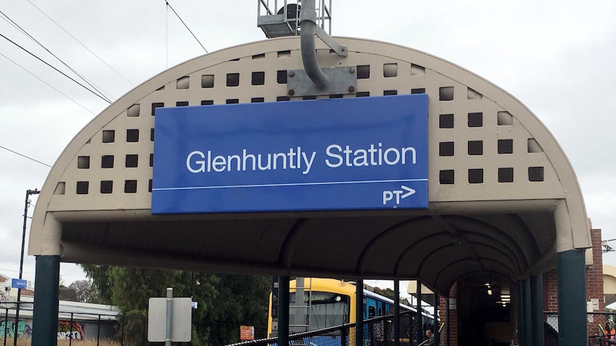 Sign for Glenhuntly Station in Melbourne's south-east