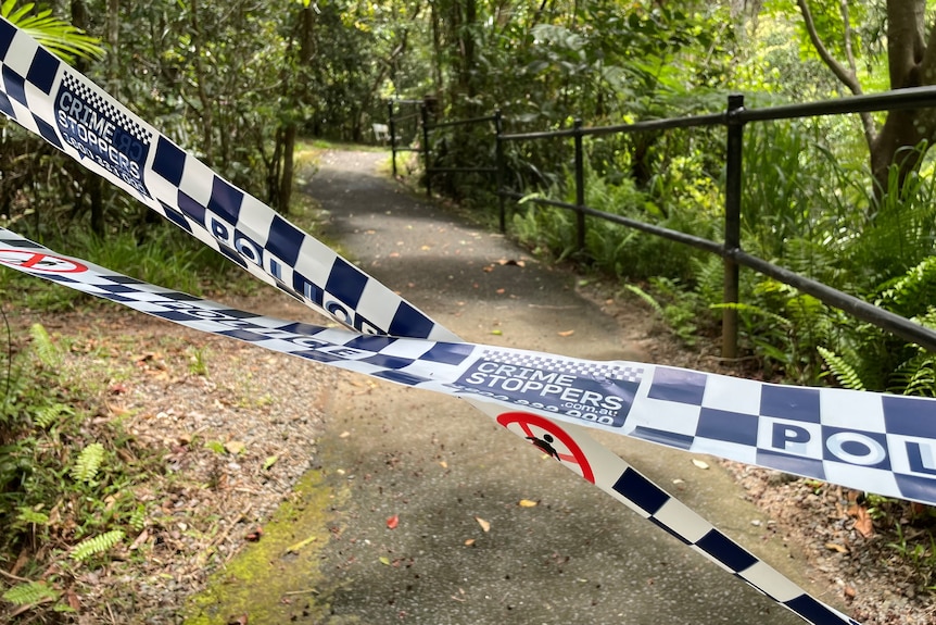 Police tape at Babinda Boulders after woman's body found on December 21, 2021.