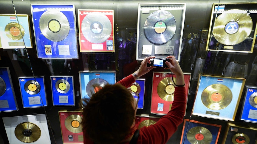 Gold and platinum records at the ABBA museum.