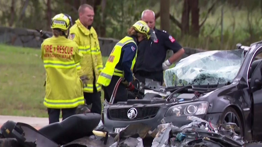 Emergency services at the scene of the car crash.