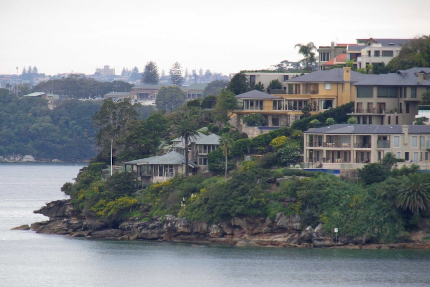 Luxury houses at Mosman next to Sydney Harbour. Large mansions with water views. March 2013.