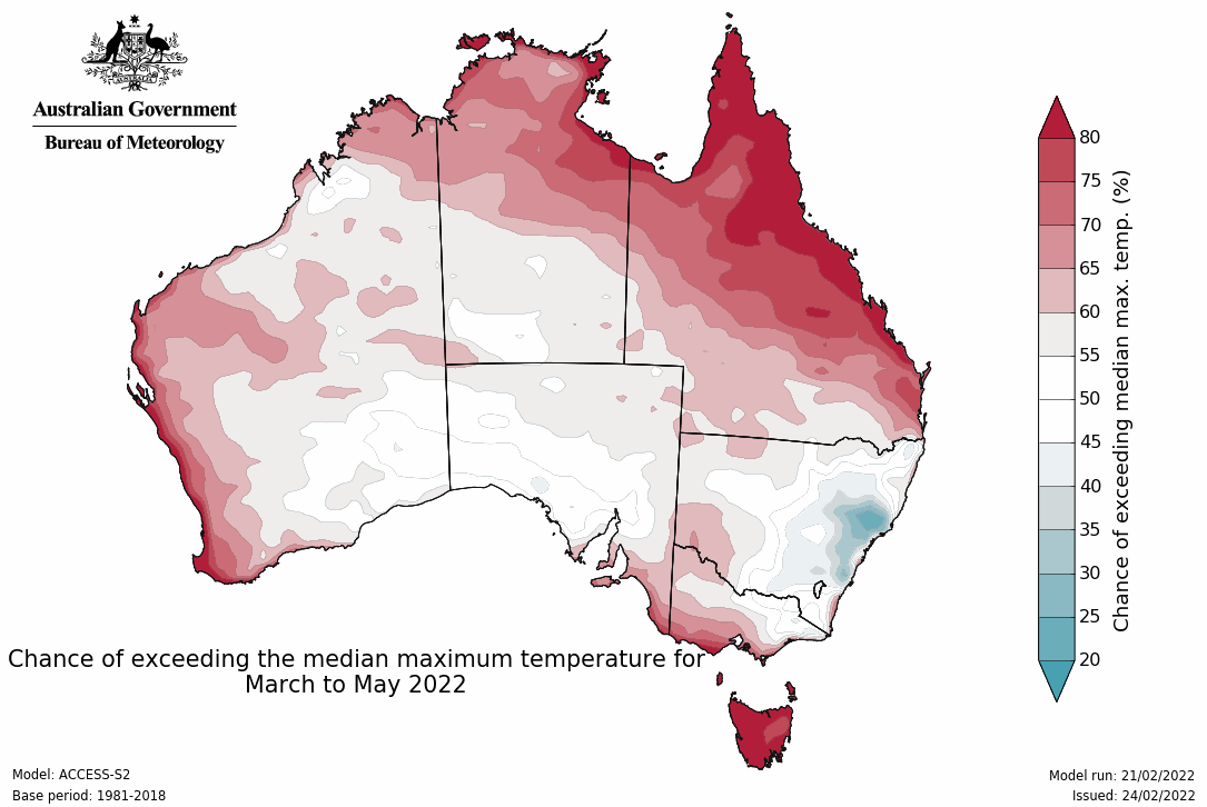 Map of AUS green in the north and east 