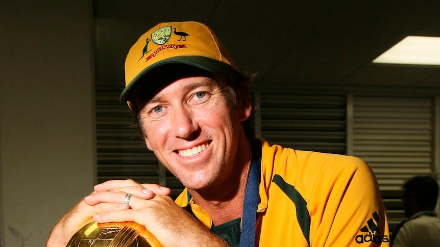 Way to go out ... Glenn McGrath celebrates with the World Cup trophy
