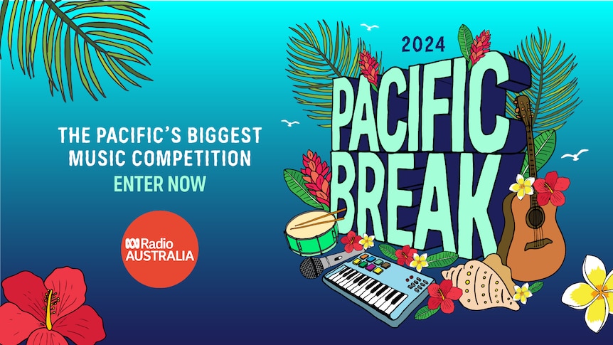 The Pacific Break logo is on the right. On the left of the image, text reads: The Pacific's biggest music competition.