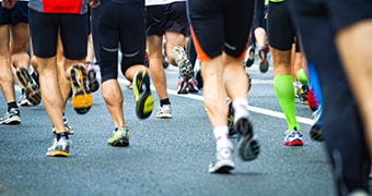 A group of people running a marathon