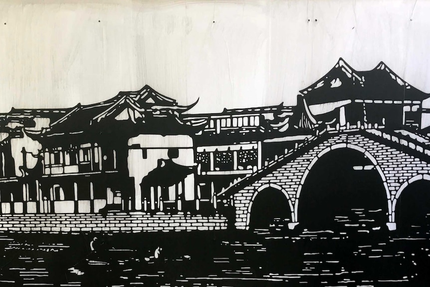 A paper cut artwork by Zhou Bing and Philip Faulks
