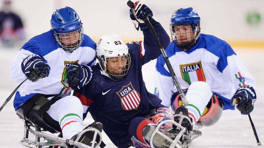 Rico Roman competes for US in sledge hockey