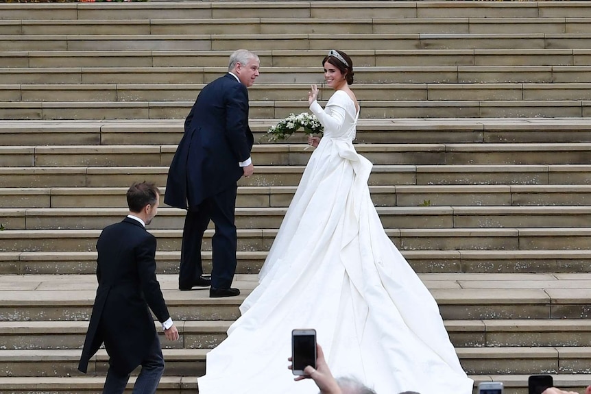 Princess Eugenie and Prince Andrew at her wedding