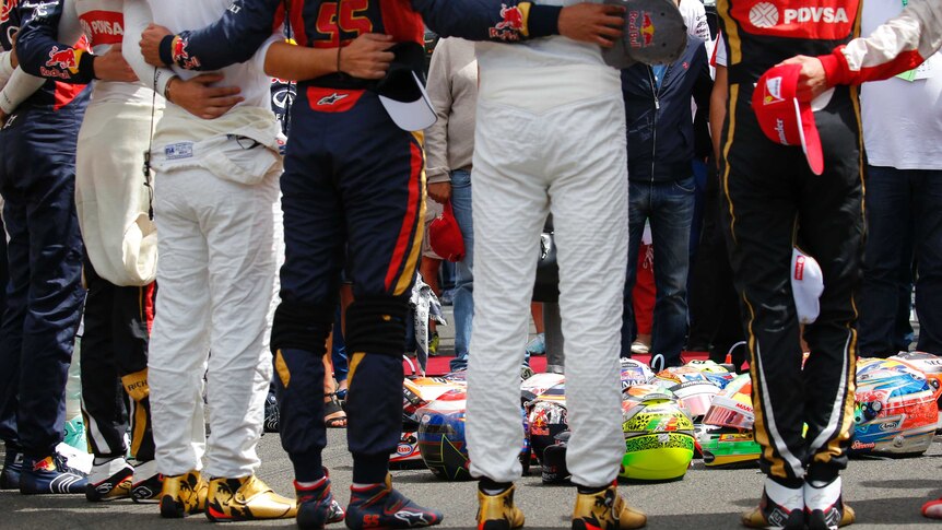 Formula 1 drivers observe a minute of silence in memoriam of late French Formula One driver Jules Bianchi