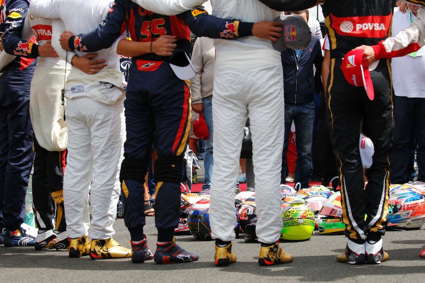 Formula 1 drivers observe a minute of silence in memory of French Formula One driver Jules Bianchi.