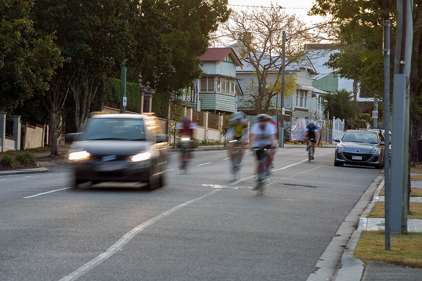 Cyclists on Dornoch Terrace in Brisbane
