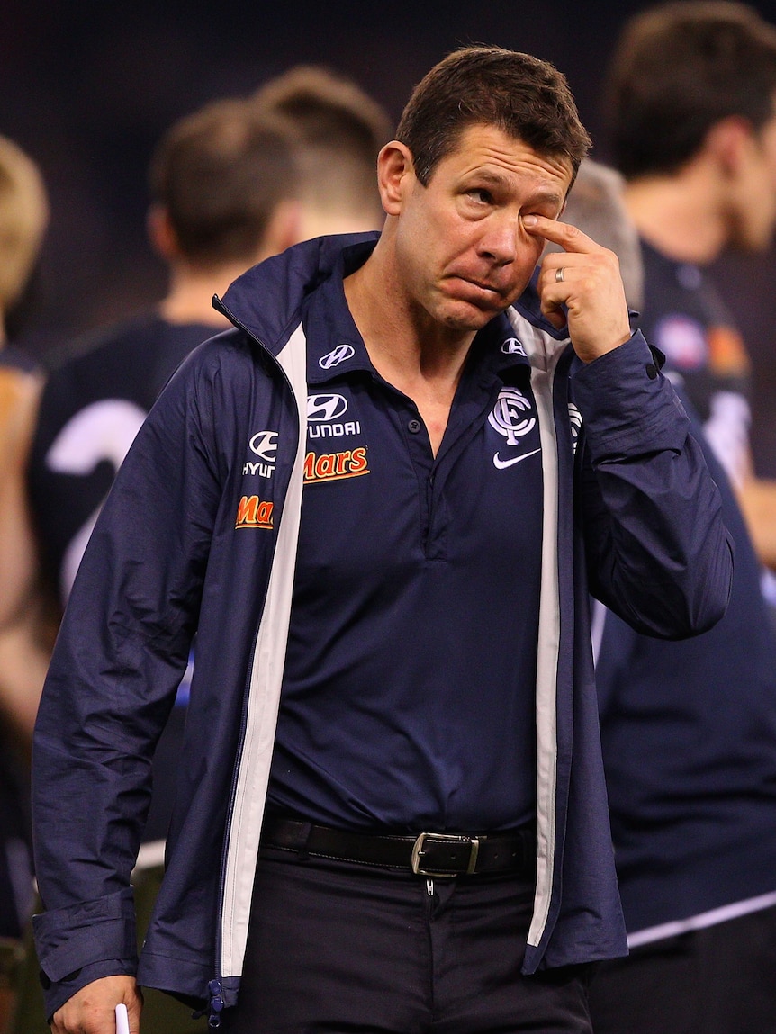 Not giving up ... Brett Ratten looks on during the clash with the Kangaroos