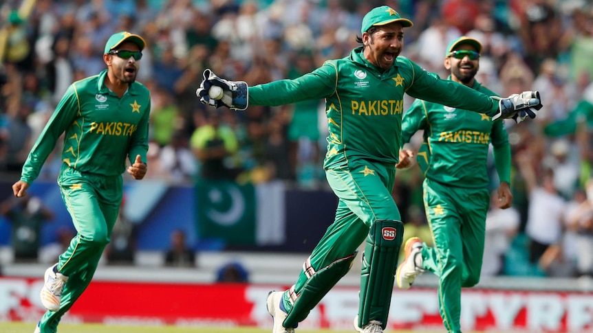 Pakistan's Sarfraz Ahmed celebrates win over India in Champions Trophy final