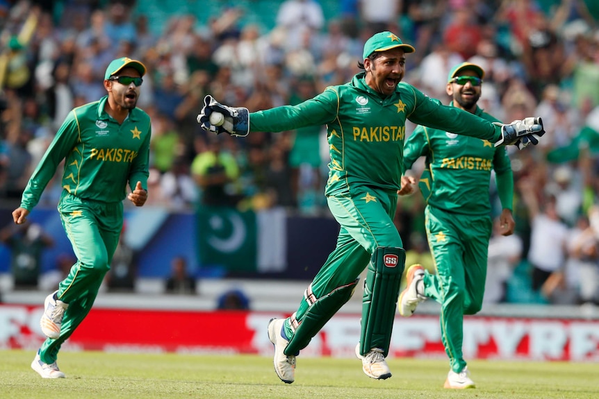 Pakistan's Sarfraz Ahmed celebrates win over India in Champions Trophy final