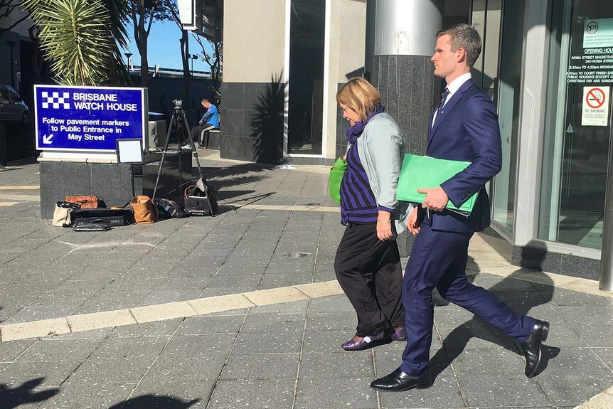 Morgan Isles-English's mother and lawyer outside Brisbane Magistrates Court