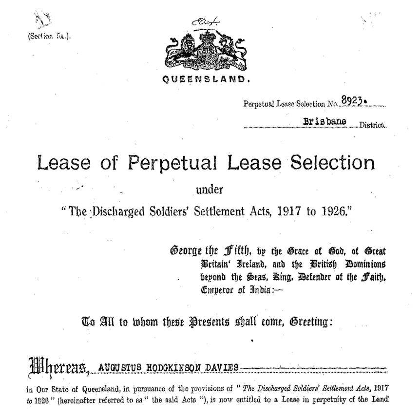 A document addressed to Augustus Hodgkinson Davies in relation to land leasing