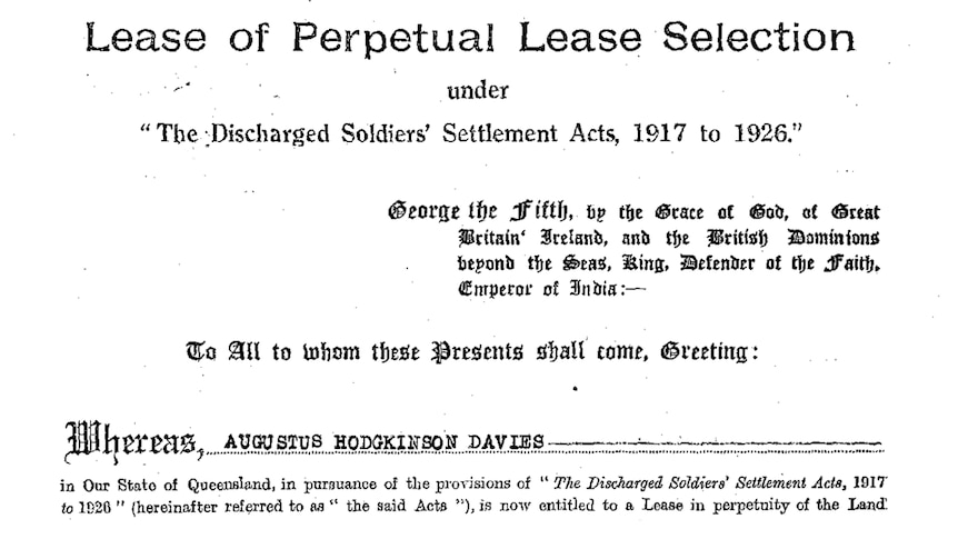 A document addressed to Augustus Hodgkinson Davies in relation to land leasing