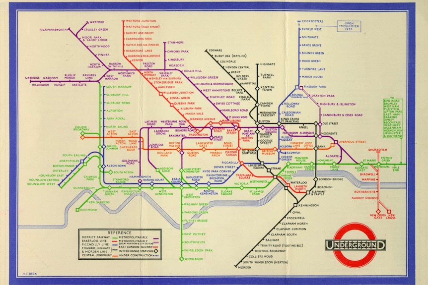 Pocket London Underground map from 1933