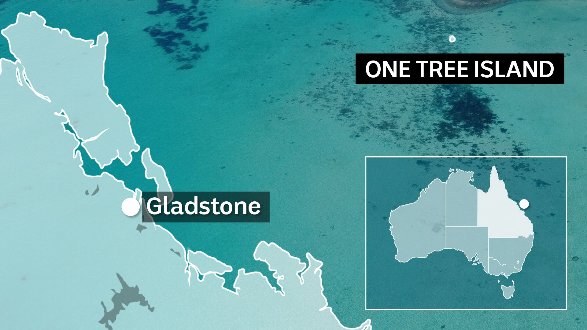 A map showing where an island is in relation to the Queensland coastline.