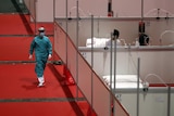 Worker at temporary Madrid hospital