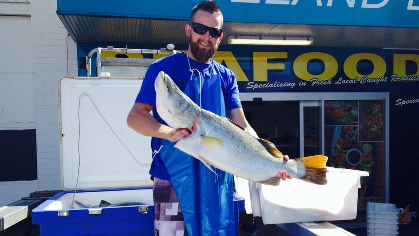 Commercial fisherman Nathan Rynn unloading fish in Townsville.