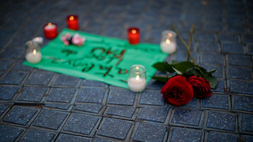 Floral tribute at Las Ramblas site of van attack