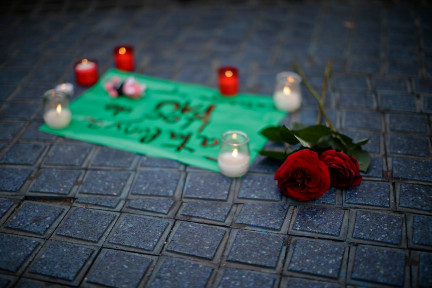 Floral tribute at Las Ramblas site of van attack