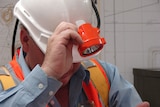 Mine worker in helmet