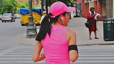 A woman jogging