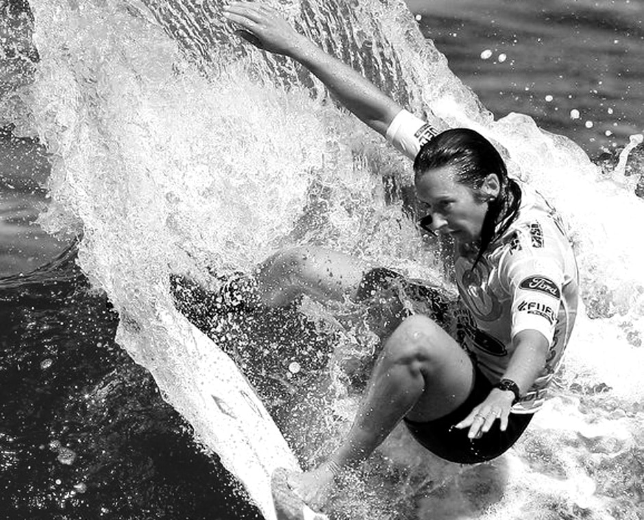 Close up of Layne Beachley smiling.