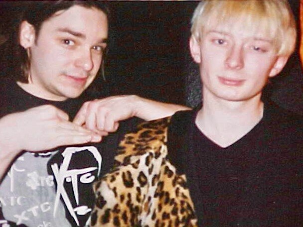 Thom Yorke of Radiohead wears a leopard print jacket