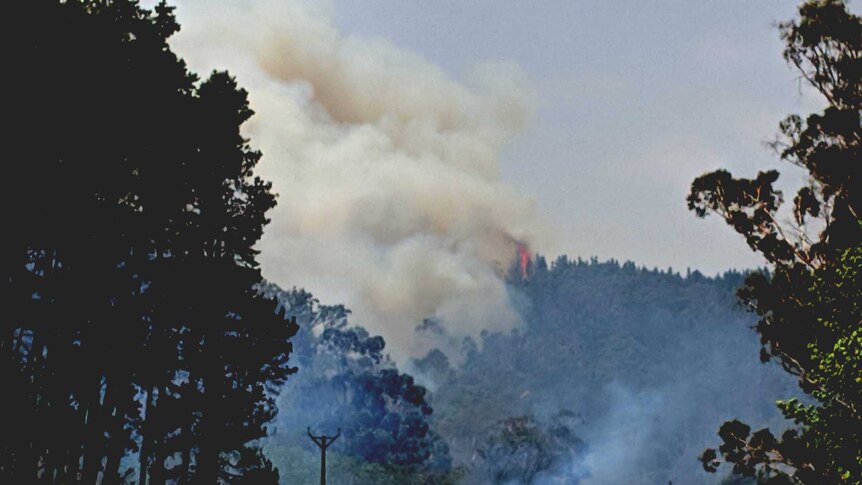 Fire burns in Cudlee Creek off Snake Gully Road