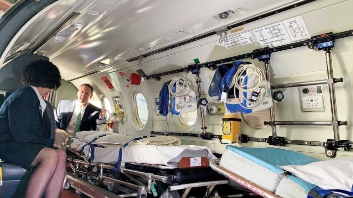 Didalam pesawat layanan kesehatan udara Royal Flying Doctor