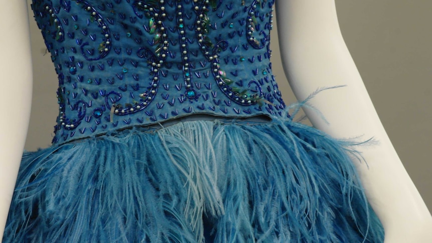 Dramatic' 1960s blue ostrich feather dress restored for National Gallery of  Victoria fashion retrospective - ABC News