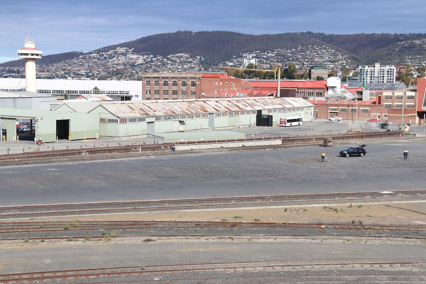 The former railyards at Macquarie Point.